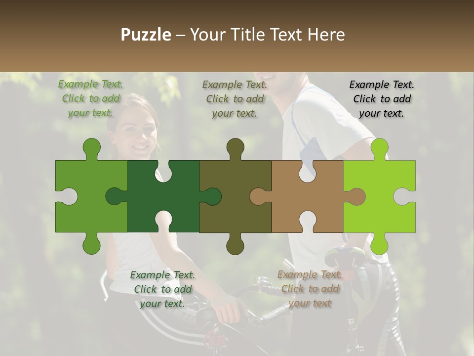 A Man And A Woman Riding Bikes In The Park PowerPoint Template