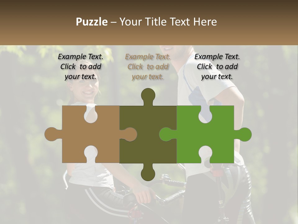 A Man And A Woman Riding Bikes In The Park PowerPoint Template