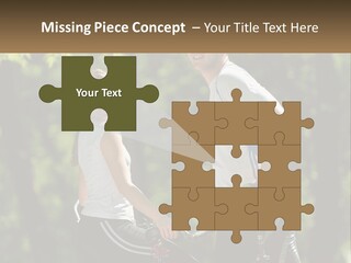 A Man And A Woman Riding Bikes In The Park PowerPoint Template