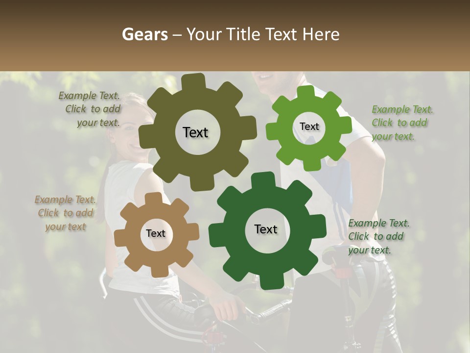 A Man And A Woman Riding Bikes In The Park PowerPoint Template
