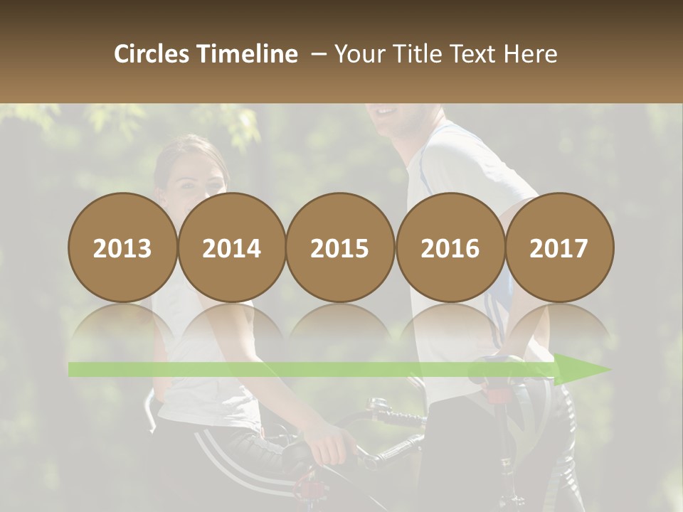 A Man And A Woman Riding Bikes In The Park PowerPoint Template