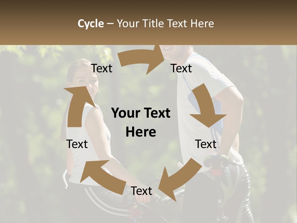 A Man And A Woman Riding Bikes In The Park PowerPoint Template