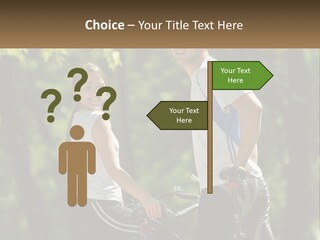 A Man And A Woman Riding Bikes In The Park PowerPoint Template
