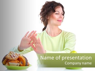 A Woman Sitting At A Table With A Plate Of Food PowerPoint Template