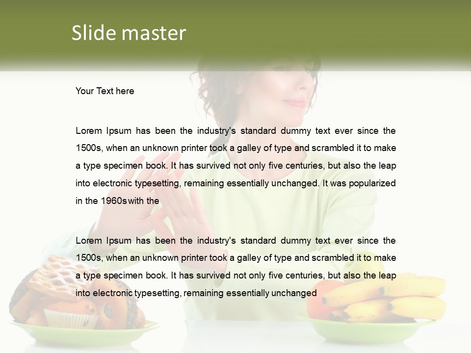 A Woman Sitting At A Table With A Plate Of Food PowerPoint Template