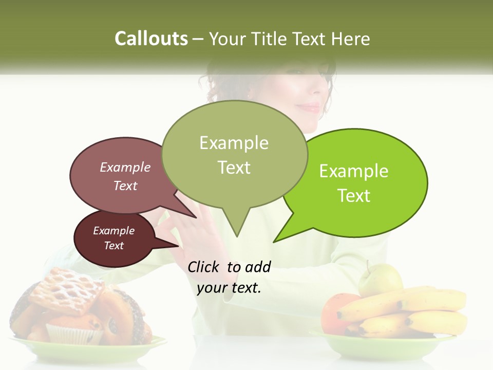 A Woman Sitting At A Table With A Plate Of Food PowerPoint Template