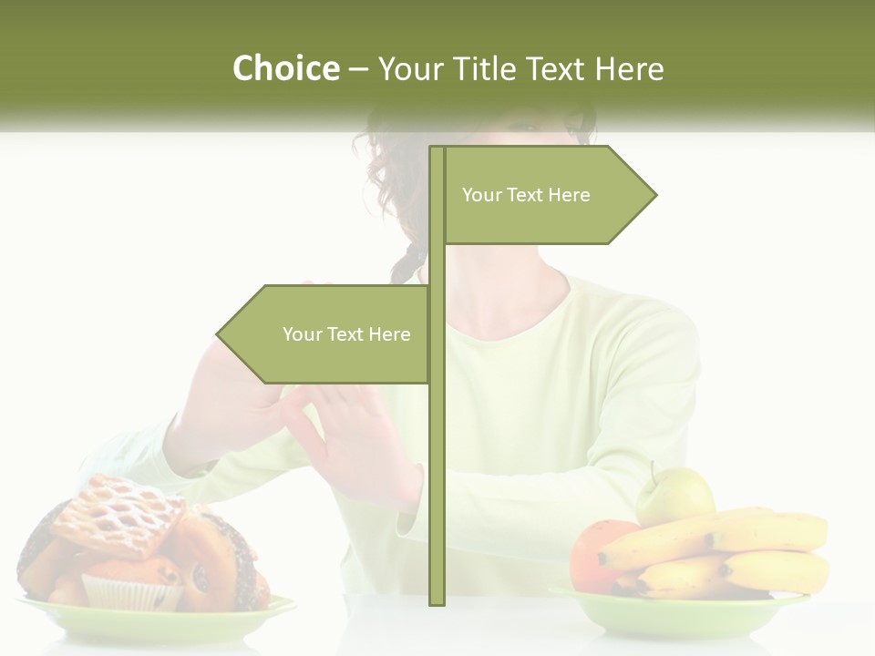 A Woman Sitting At A Table With A Plate Of Food PowerPoint Template