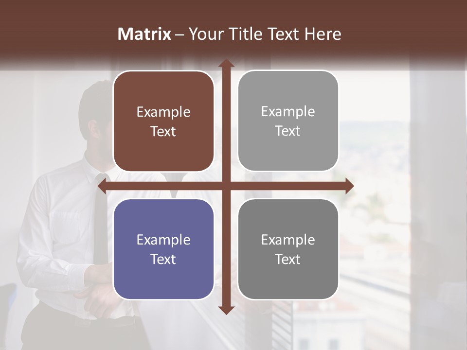 A Man Standing In Front Of A Window With His Arms Crossed PowerPoint Template