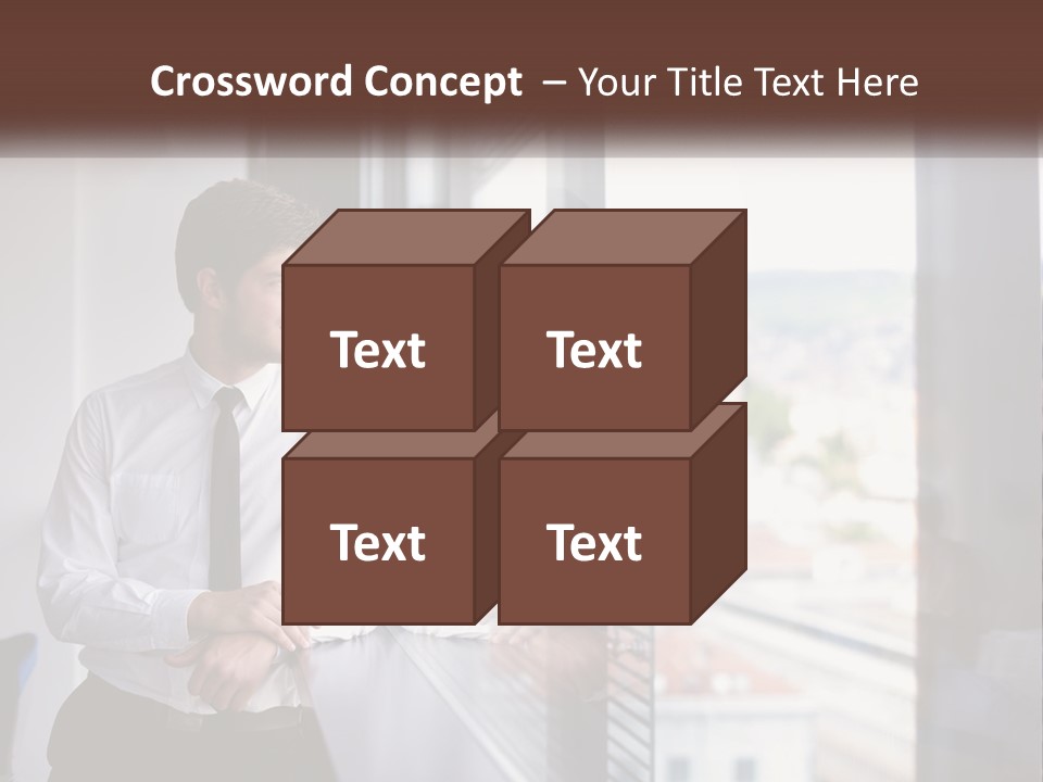 A Man Standing In Front Of A Window With His Arms Crossed PowerPoint Template