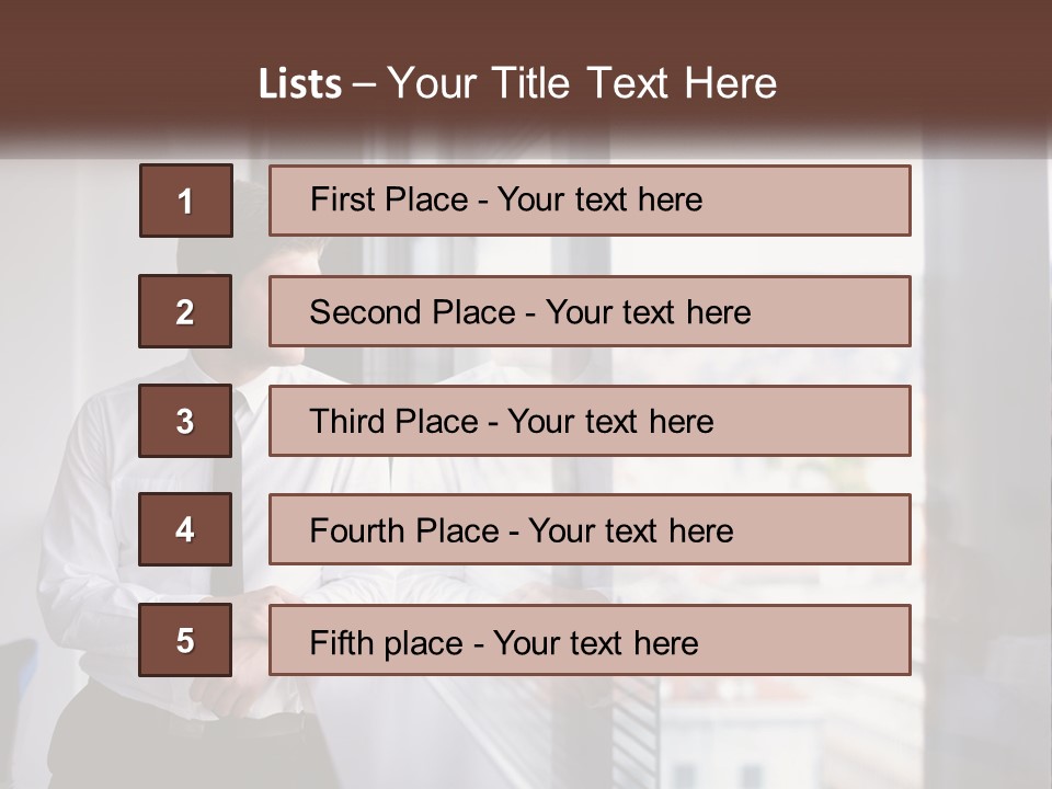 A Man Standing In Front Of A Window With His Arms Crossed PowerPoint Template