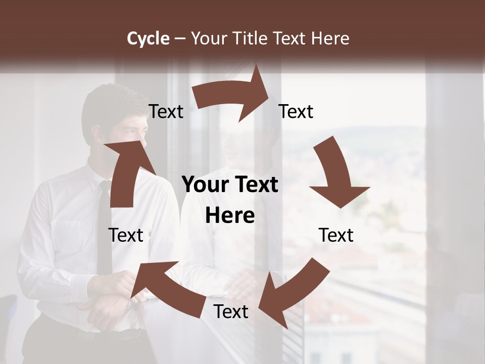 A Man Standing In Front Of A Window With His Arms Crossed PowerPoint Template