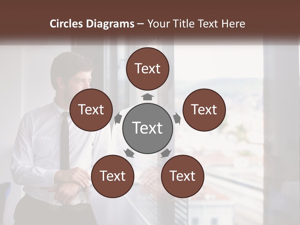 A Man Standing In Front Of A Window With His Arms Crossed PowerPoint Template