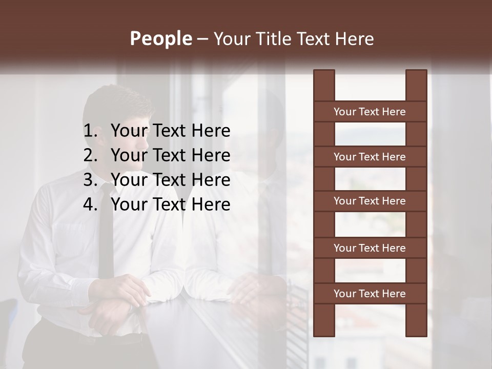 A Man Standing In Front Of A Window With His Arms Crossed PowerPoint Template