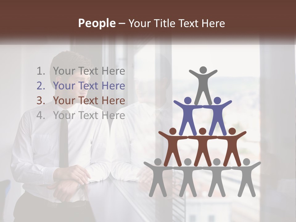 A Man Standing In Front Of A Window With His Arms Crossed PowerPoint Template