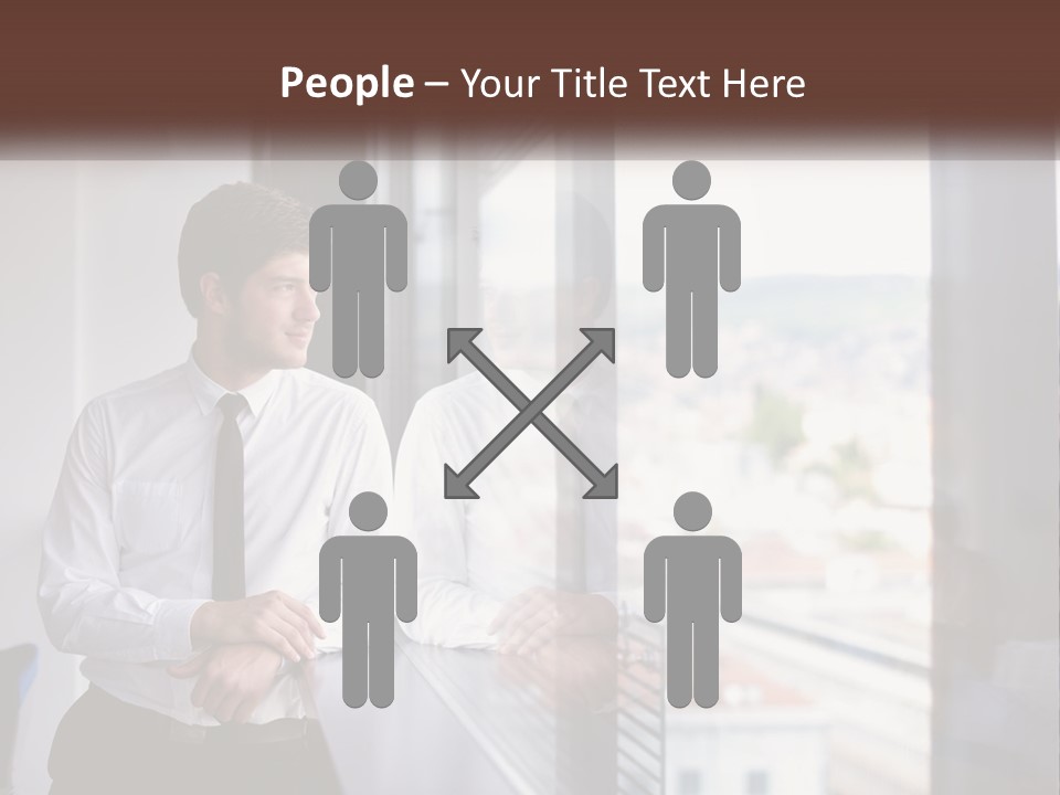 A Man Standing In Front Of A Window With His Arms Crossed PowerPoint Template