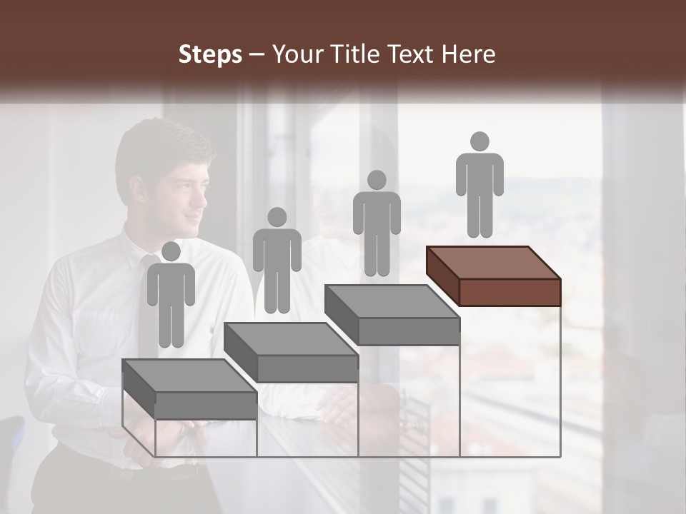 A Man Standing In Front Of A Window With His Arms Crossed PowerPoint Template