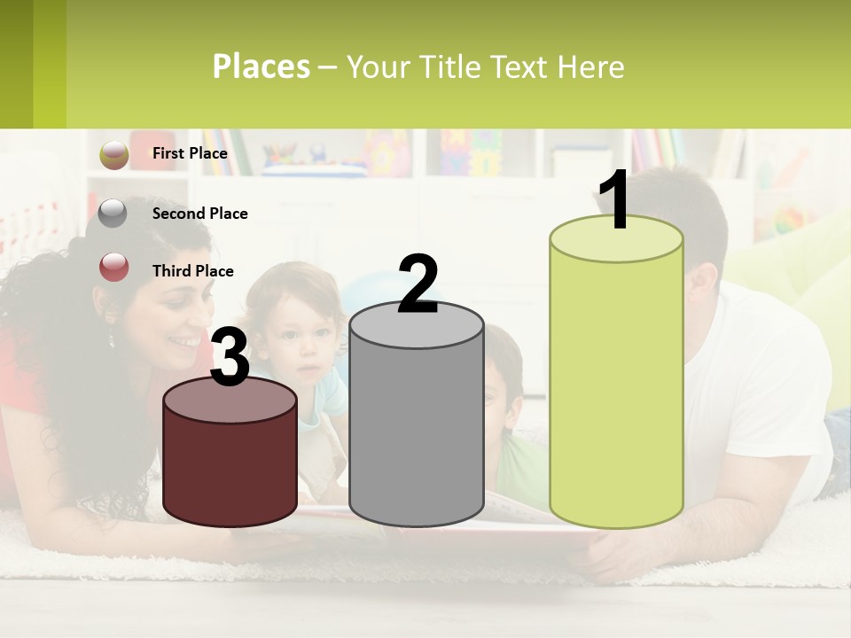 A Family Laying On The Floor With A Book PowerPoint Template