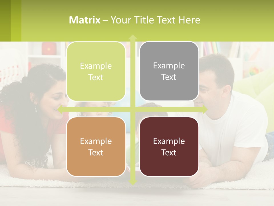 A Family Laying On The Floor With A Book PowerPoint Template