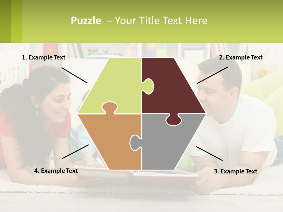 A Family Laying On The Floor With A Book PowerPoint Template