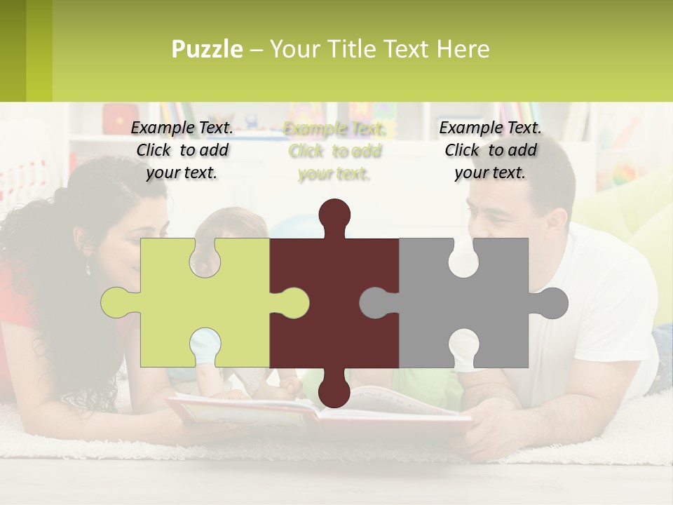 A Family Laying On The Floor With A Book PowerPoint Template