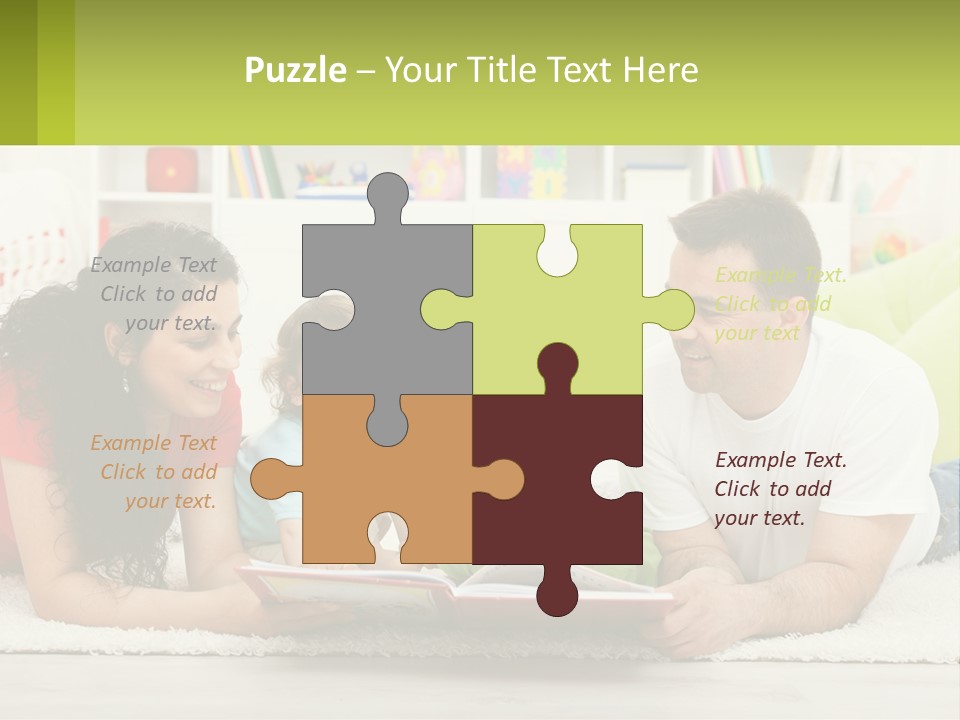 A Family Laying On The Floor With A Book PowerPoint Template