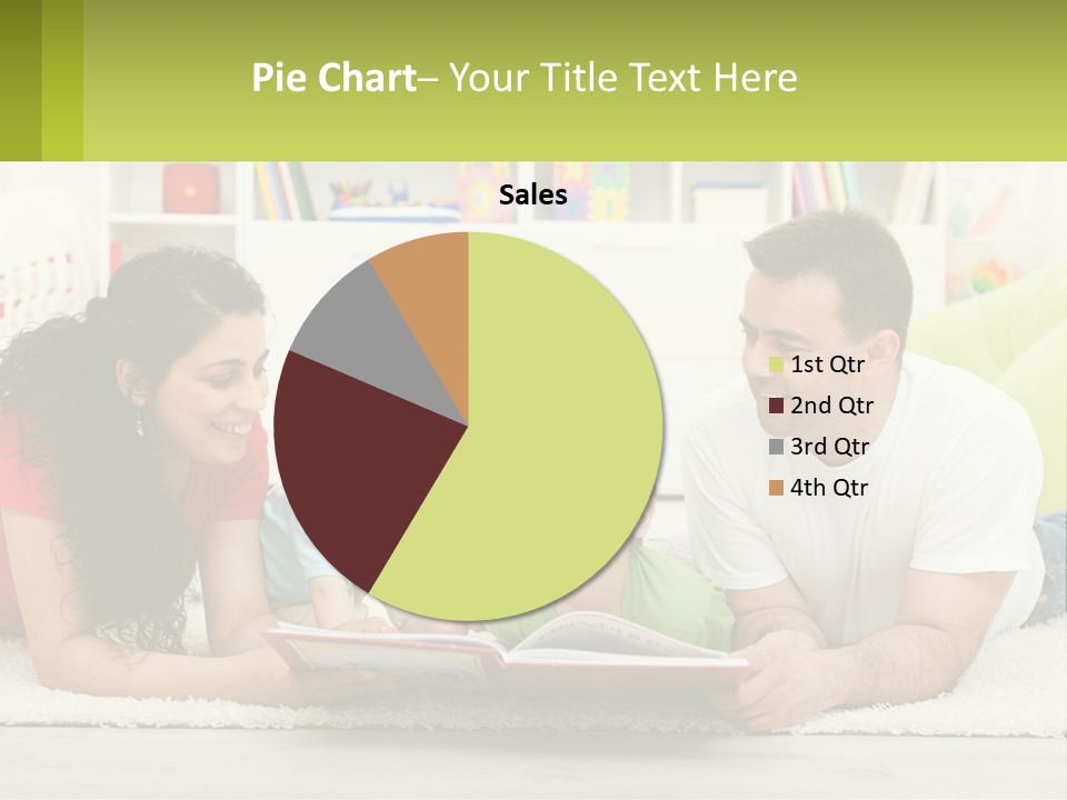 A Family Laying On The Floor With A Book PowerPoint Template