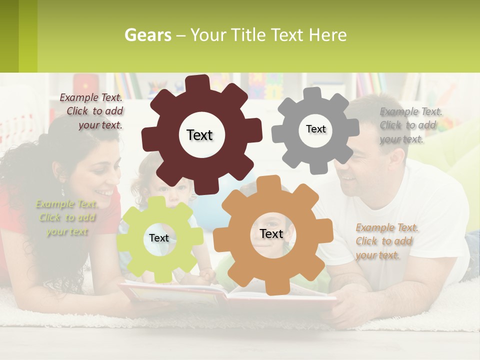 A Family Laying On The Floor With A Book PowerPoint Template