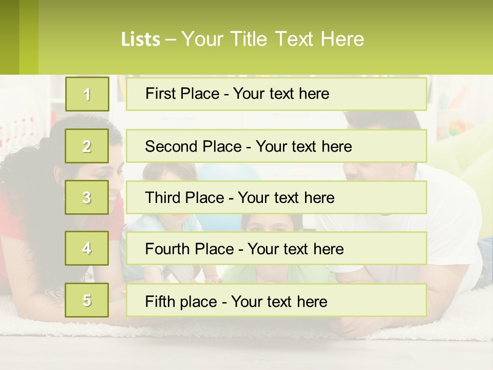 A Family Laying On The Floor With A Book PowerPoint Template