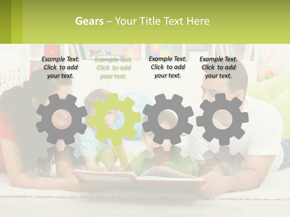 A Family Laying On The Floor With A Book PowerPoint Template