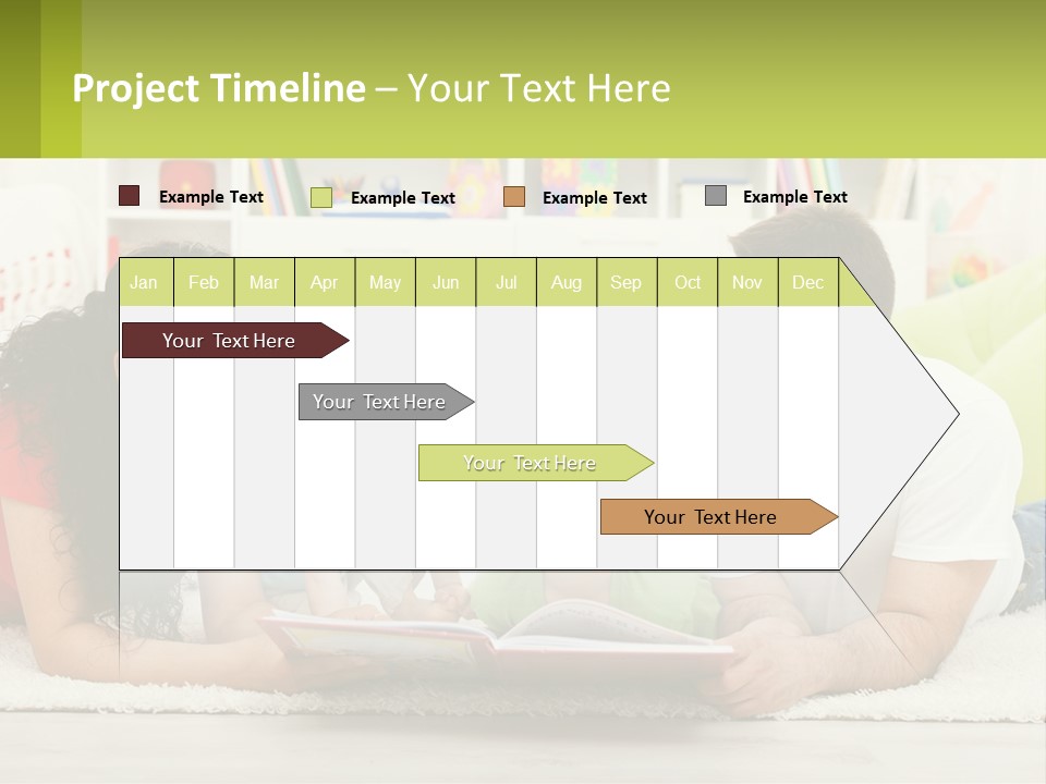 A Family Laying On The Floor With A Book PowerPoint Template