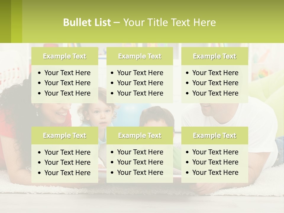 A Family Laying On The Floor With A Book PowerPoint Template