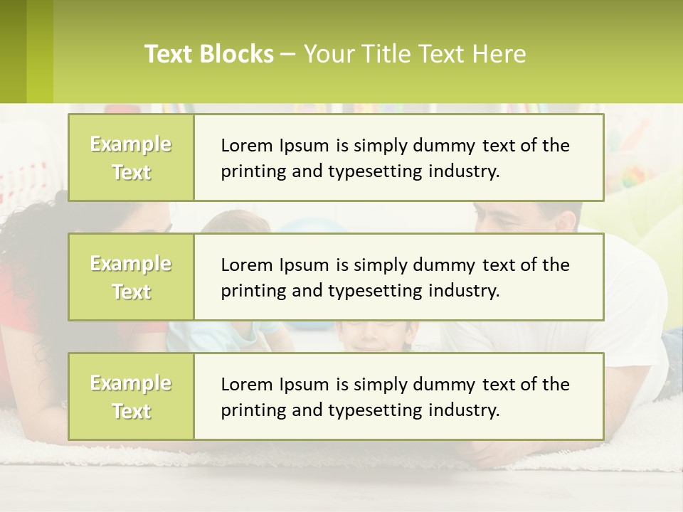 A Family Laying On The Floor With A Book PowerPoint Template