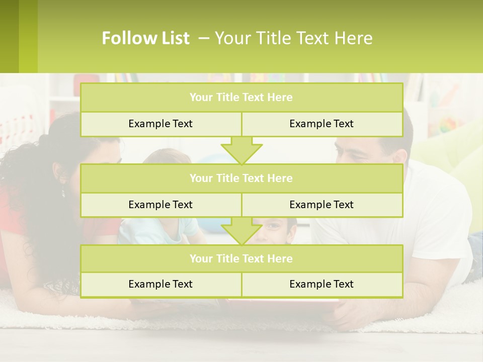 A Family Laying On The Floor With A Book PowerPoint Template