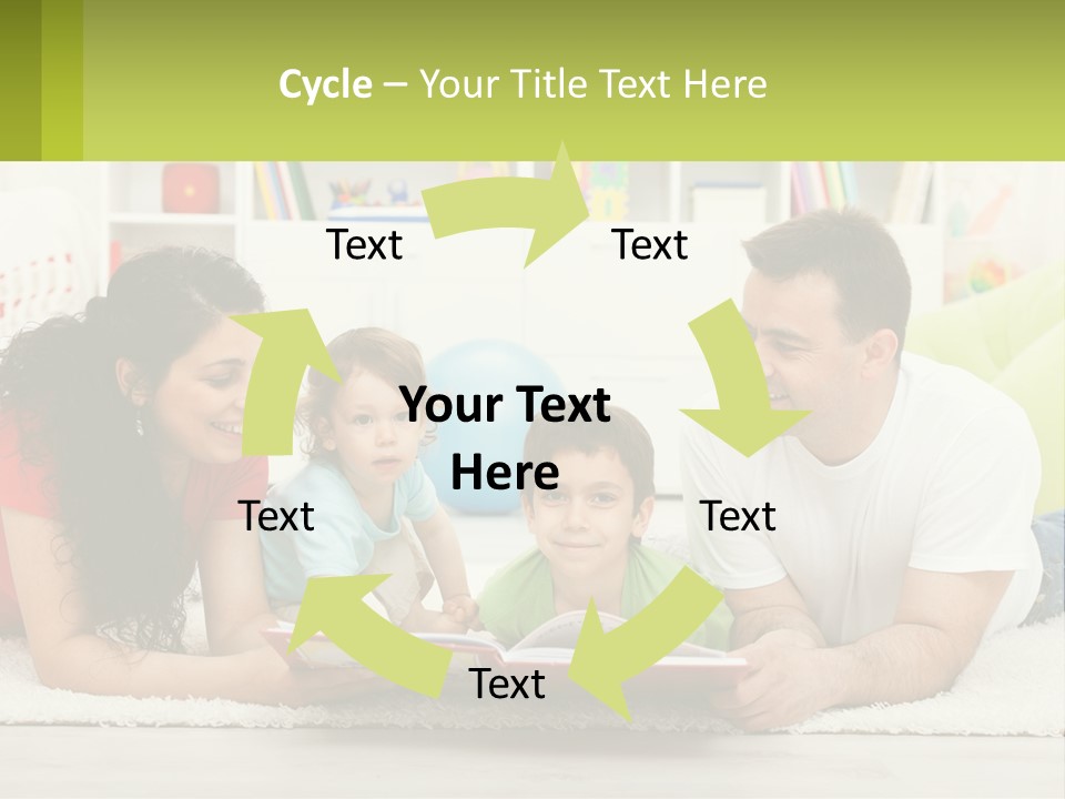 A Family Laying On The Floor With A Book PowerPoint Template