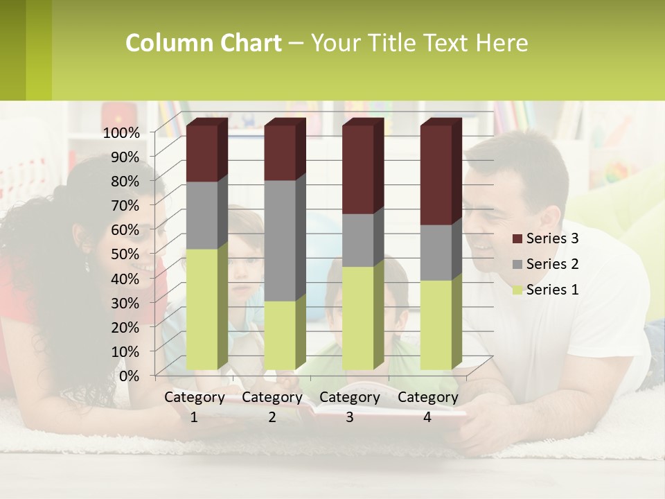 A Family Laying On The Floor With A Book PowerPoint Template
