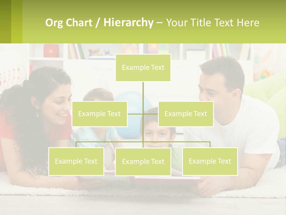 A Family Laying On The Floor With A Book PowerPoint Template