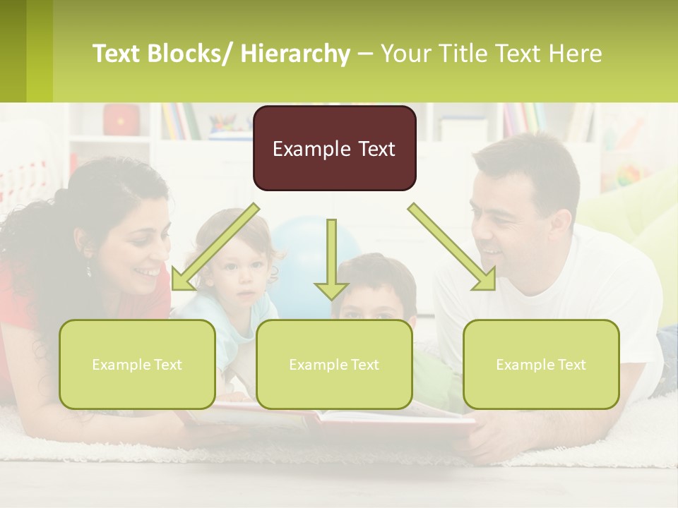 A Family Laying On The Floor With A Book PowerPoint Template
