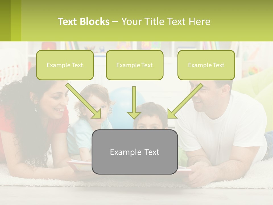 A Family Laying On The Floor With A Book PowerPoint Template