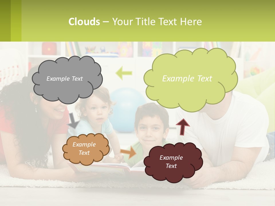 A Family Laying On The Floor With A Book PowerPoint Template