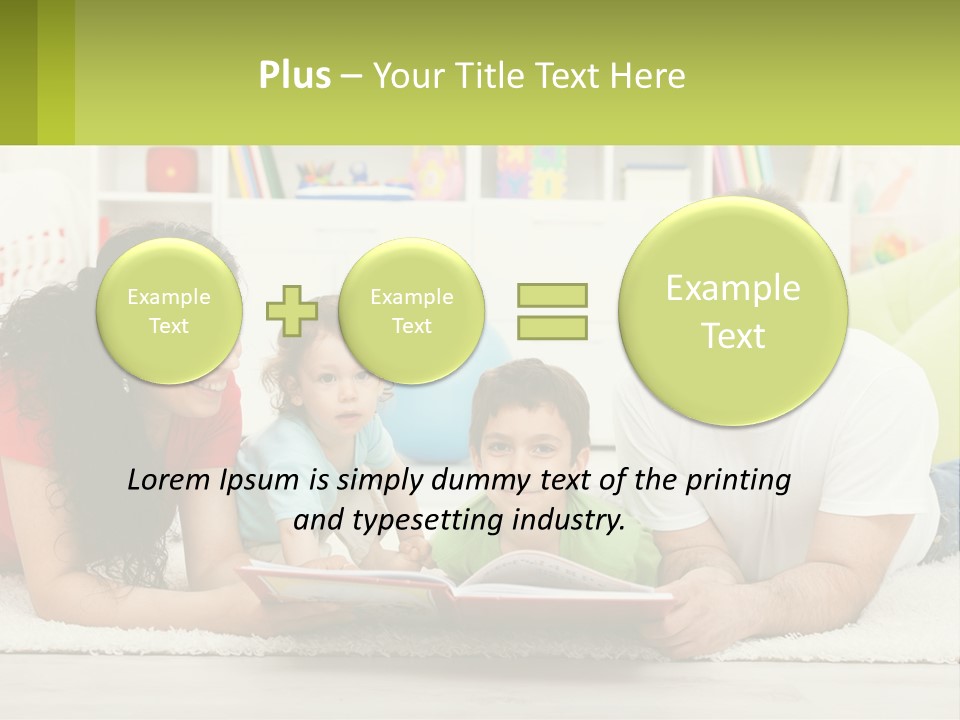 A Family Laying On The Floor With A Book PowerPoint Template