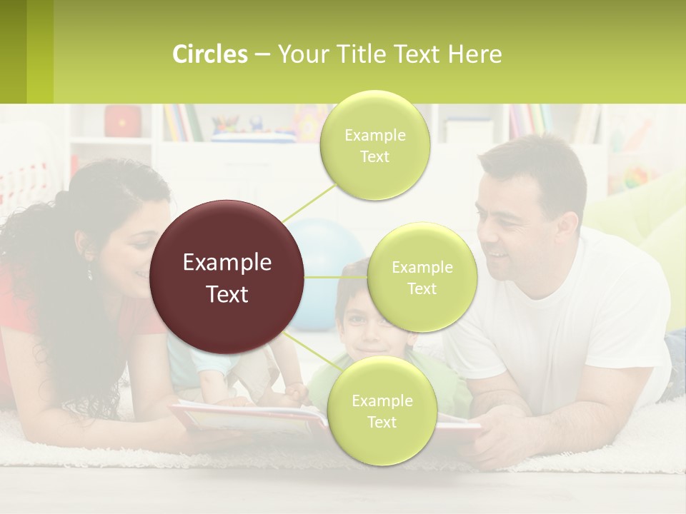 A Family Laying On The Floor With A Book PowerPoint Template