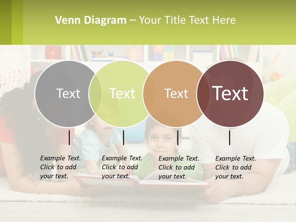 A Family Laying On The Floor With A Book PowerPoint Template