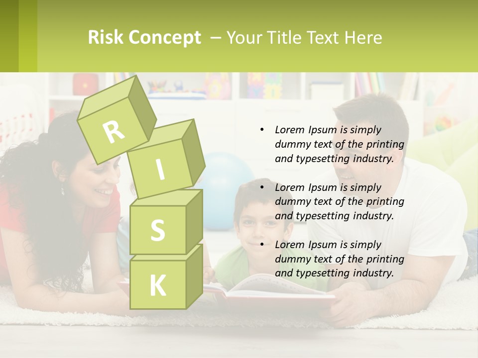 A Family Laying On The Floor With A Book PowerPoint Template