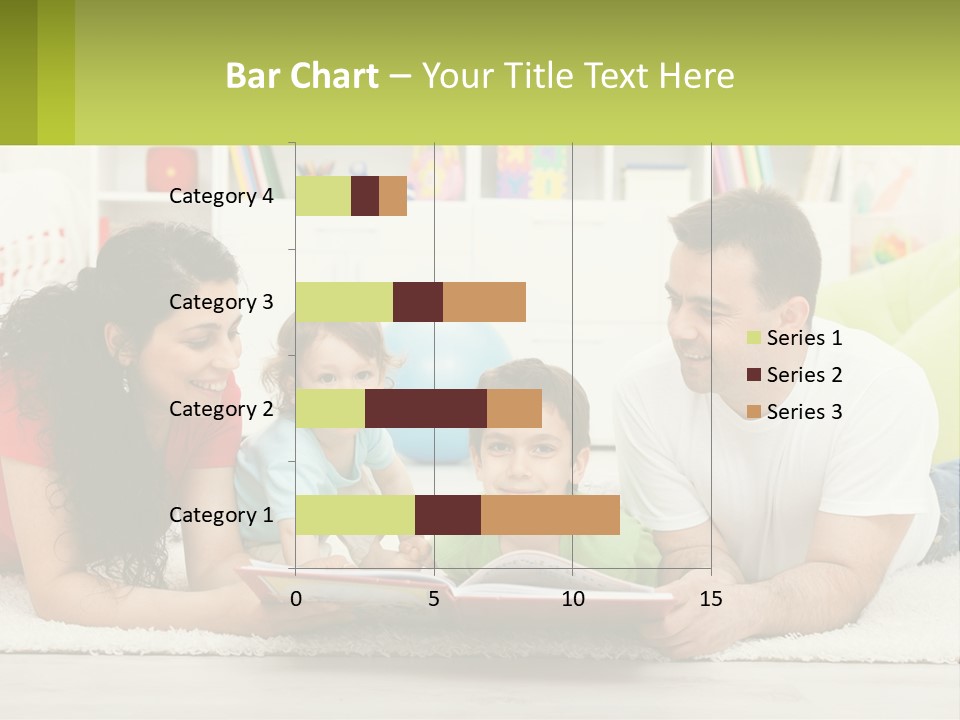A Family Laying On The Floor With A Book PowerPoint Template