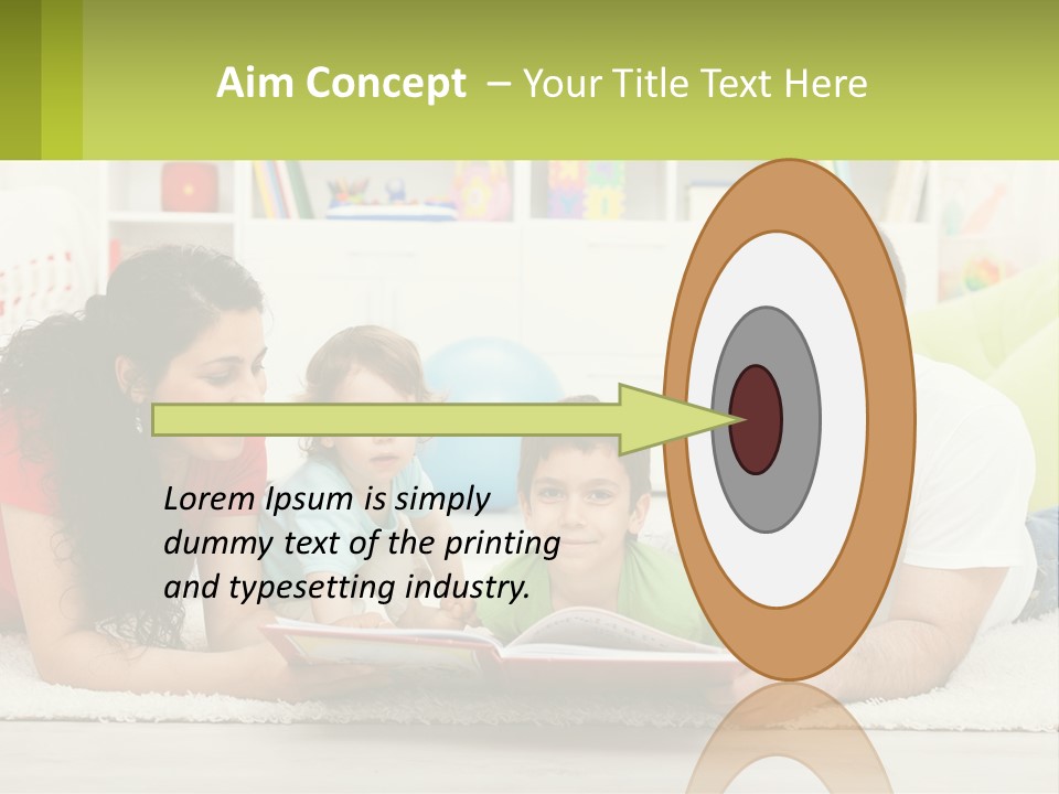 A Family Laying On The Floor With A Book PowerPoint Template