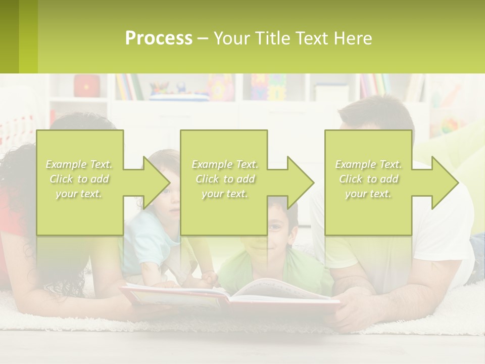 A Family Laying On The Floor With A Book PowerPoint Template