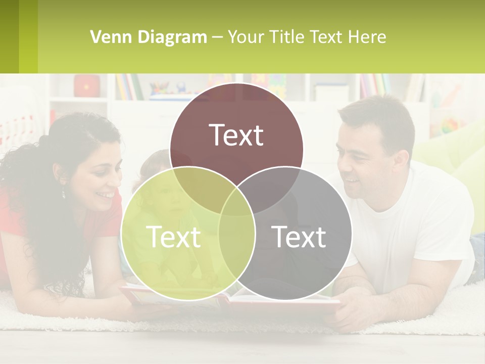 A Family Laying On The Floor With A Book PowerPoint Template
