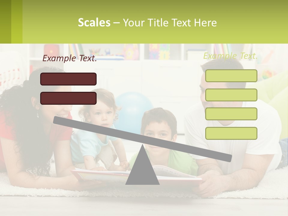 A Family Laying On The Floor With A Book PowerPoint Template