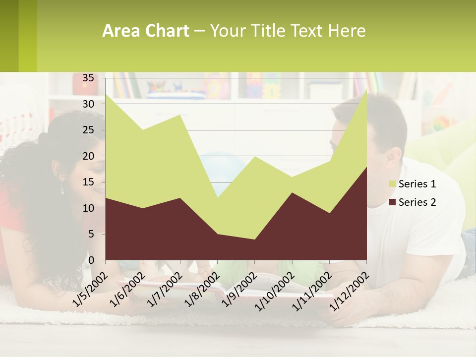 A Family Laying On The Floor With A Book PowerPoint Template