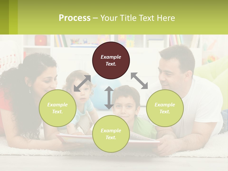 A Family Laying On The Floor With A Book PowerPoint Template